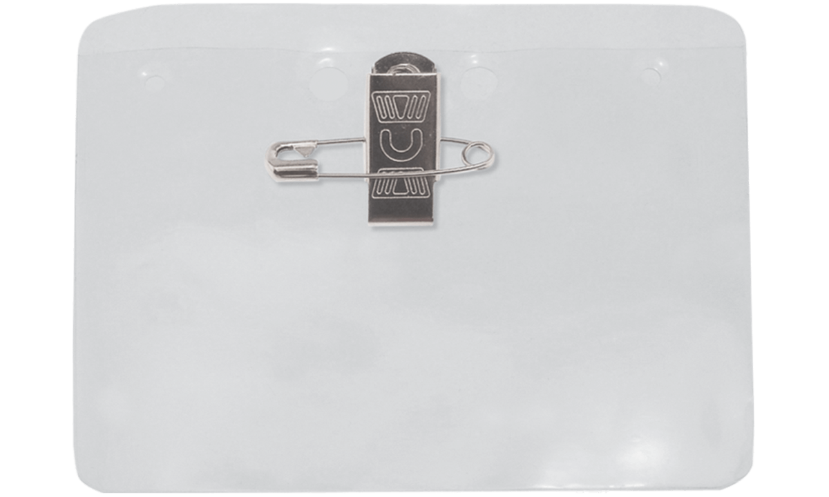 Porta acreditación de vinilo con combinación pinza-imperdible -  inserción de 76 x 102 mm