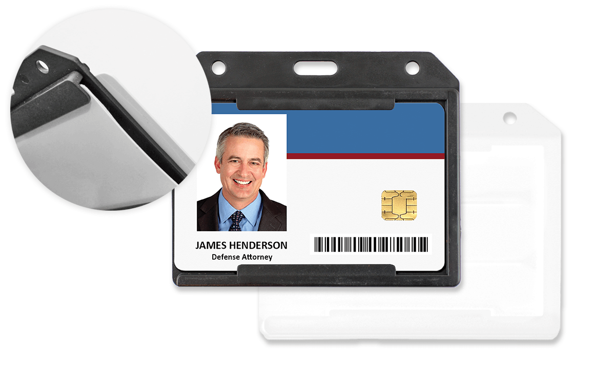 Porta acreditación múltiple horizontal para varias tarjetas a ambos lados.