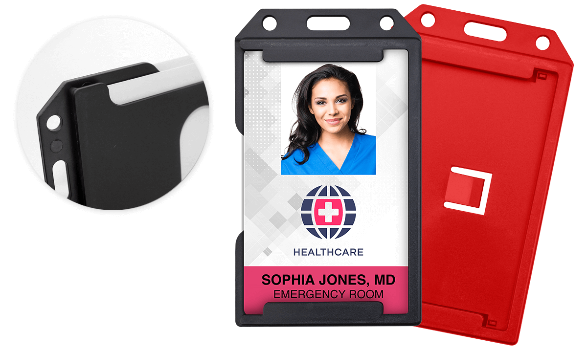 Porta acreditación múltiple vertical para varias tarjetas a ambos lados