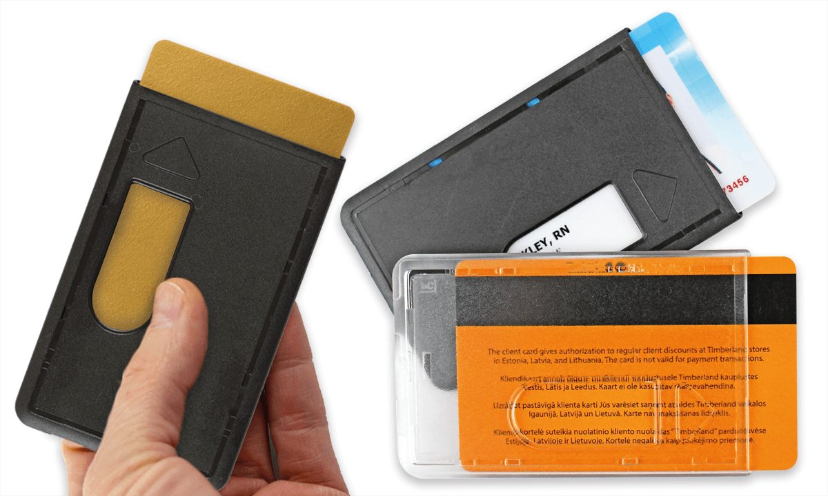 Dispensador de tarjetas premium con muesca para el pulgar para una tarjeta