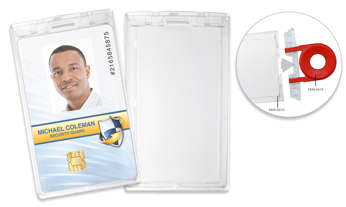 Porta tarjeta de proximidad vertical con bloqueo de llave para dos tarjeta
