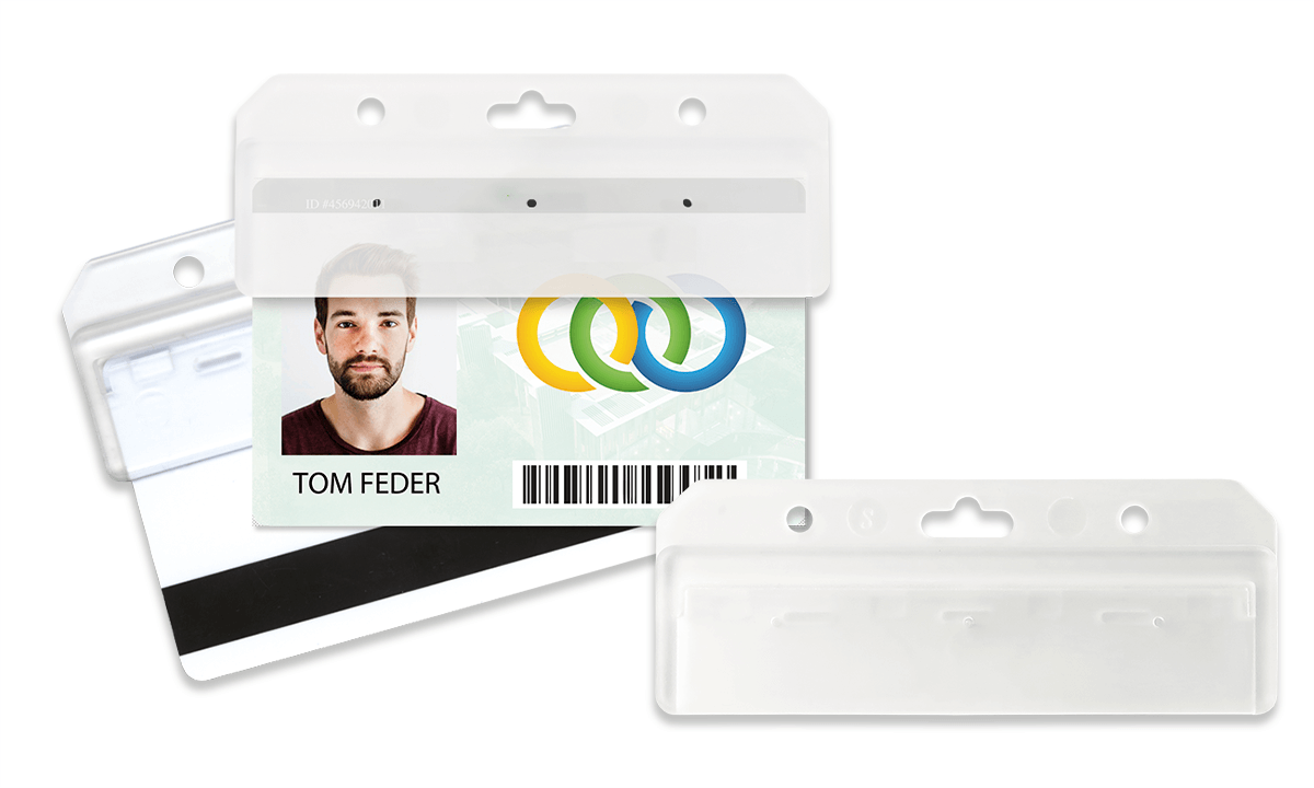 Porta acreditación de media tarjeta horizontal
