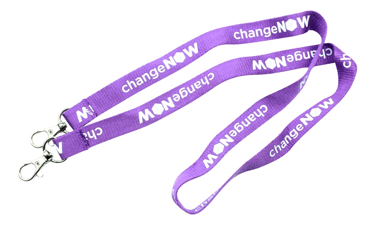 Lanyards personalizados de poliéster estriado 15 mm con doble fijación - 1 color de impresión