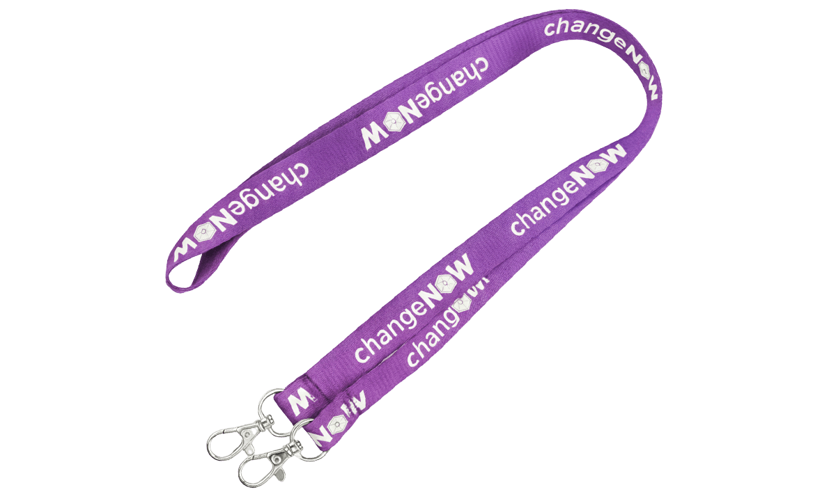 Lanyards personalizados de poliéster estriado 25 mm con doble fijación - 1 color de impresión