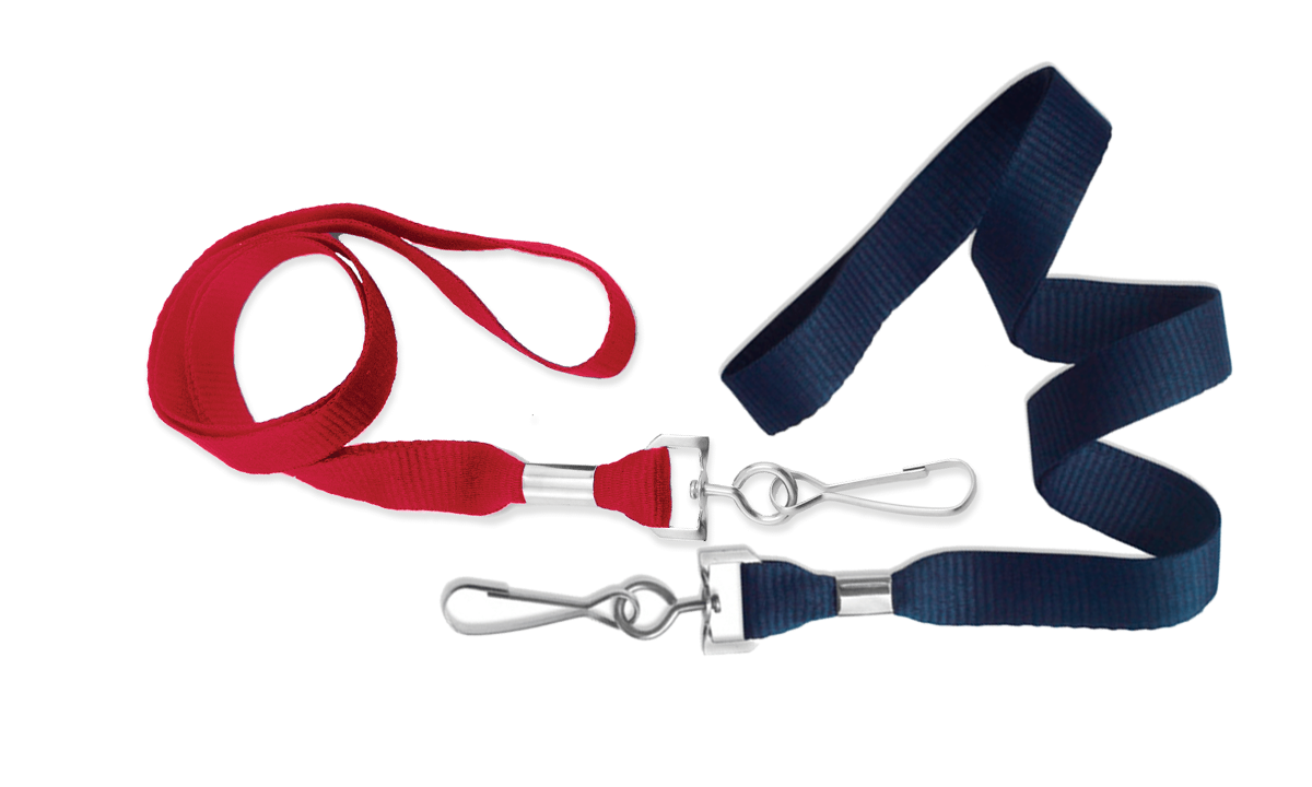 Lanyards planos de 15 mm con mosquetón giratorio metálico