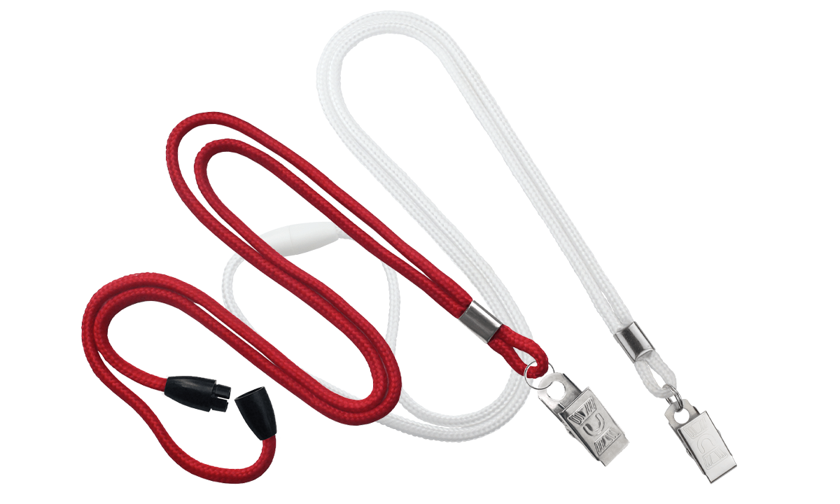 Lanyards redondos de 3 mm con pinza metálica y cierre de seguridad