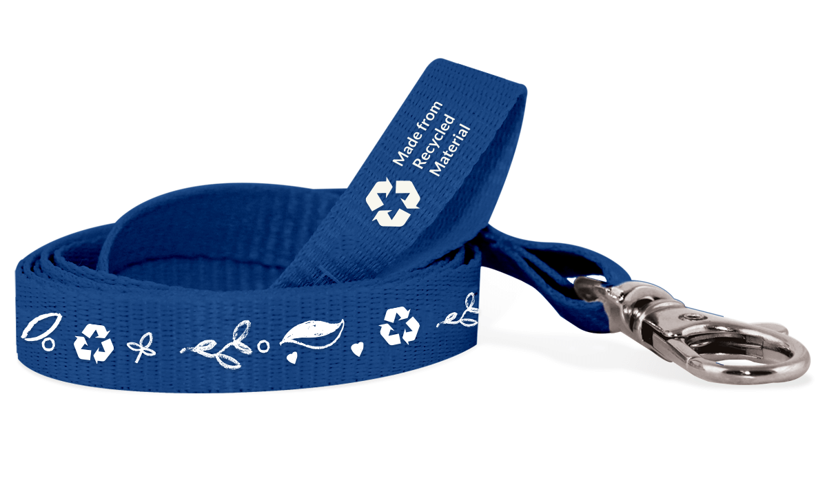Lanyards personalizados de poliéster estriado reciclado 10 mm - 1 color de impresión