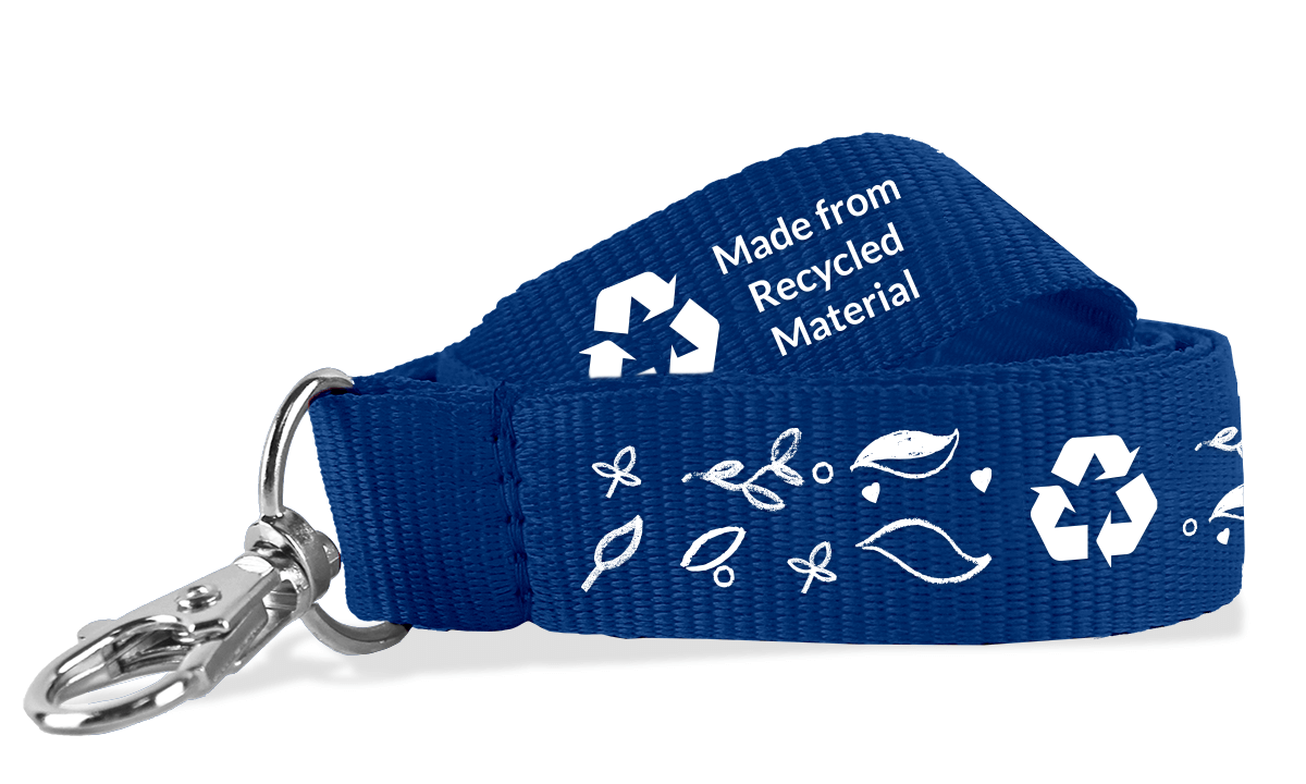 Lanyards personalizados de poliéster estriado reciclado 20 mm - 1 color de impresión