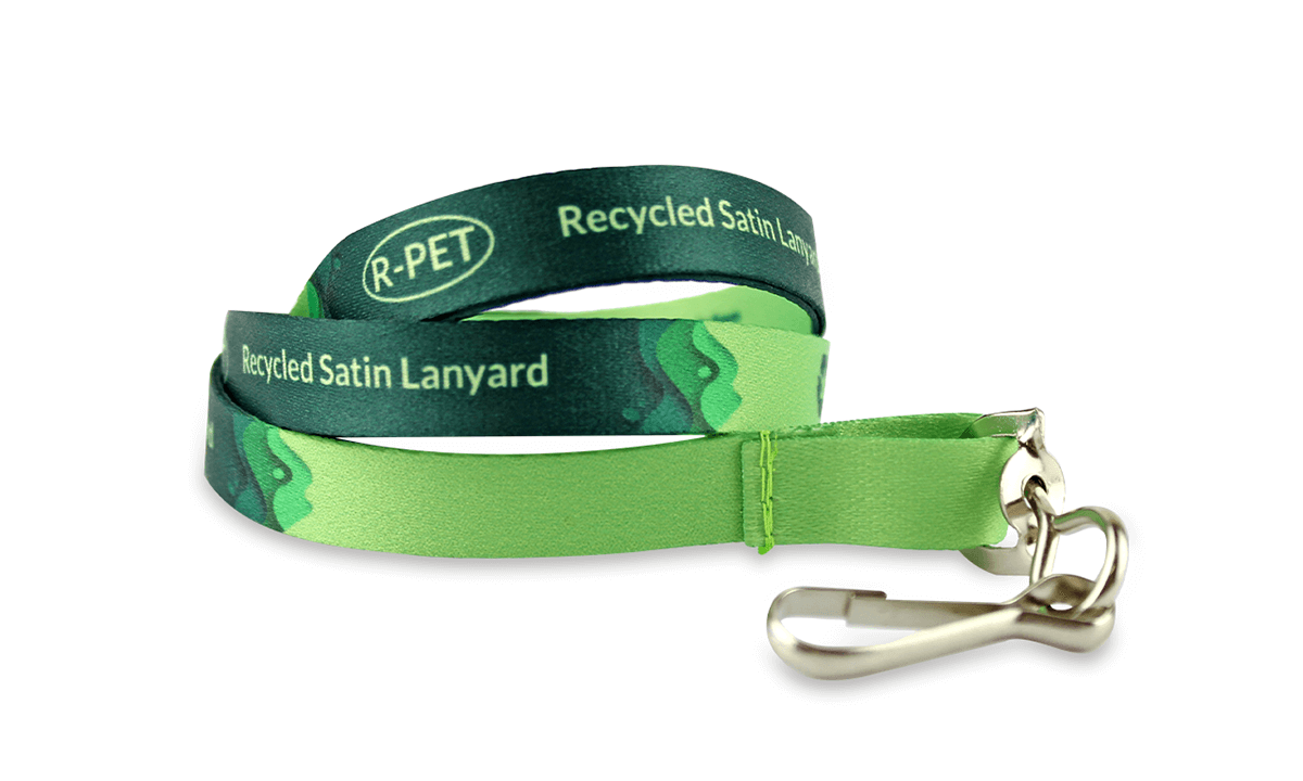 Lanyards personalizados de poliéster satinado reciclado 10 mm - Impresión a todo color
