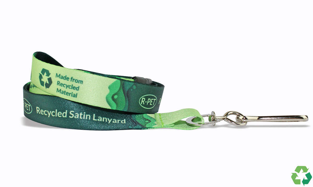 Lanyards personalizados de poliéster satinado reciclado 15 mm - Impresión a todo color