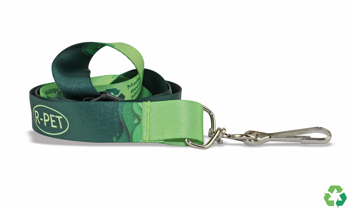 Lanyards personalizados de poliéster satinado reciclado 20 mm - Impresión a todo color