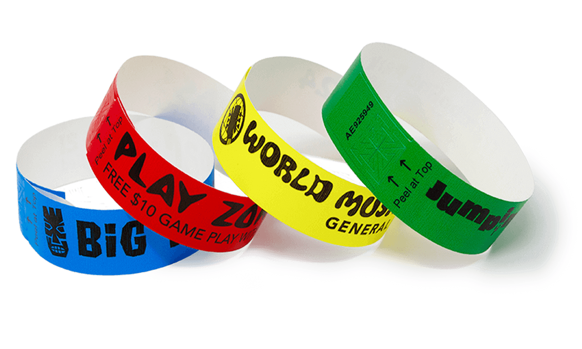 Pulseras SecurBand 22 mm con cierre adhesivo e impresión negra