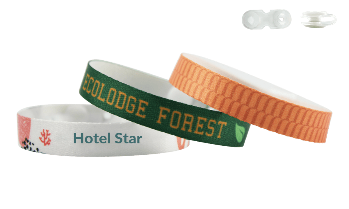 Pulseras de satén RECICLADO 10mm "especiales para campings" con un cierre Zurich