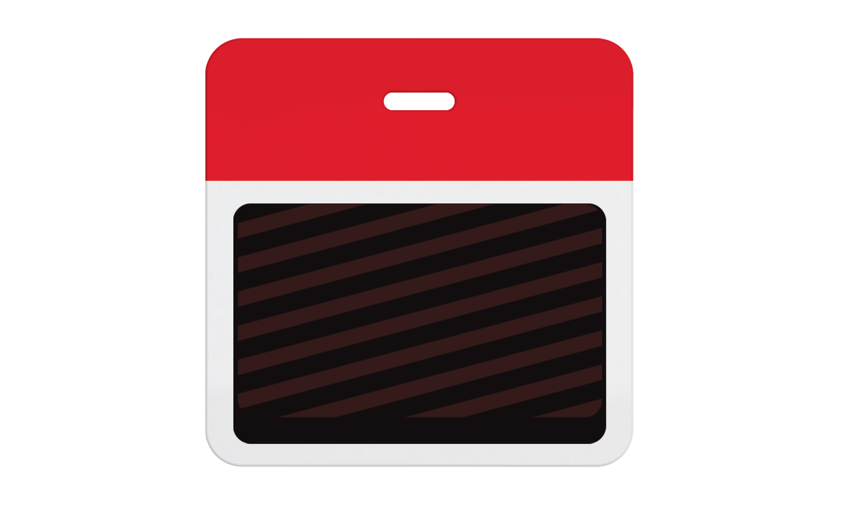 Identificaciones TEMPBadges de 2 piezas con clip - parte trasera con parte superior roja