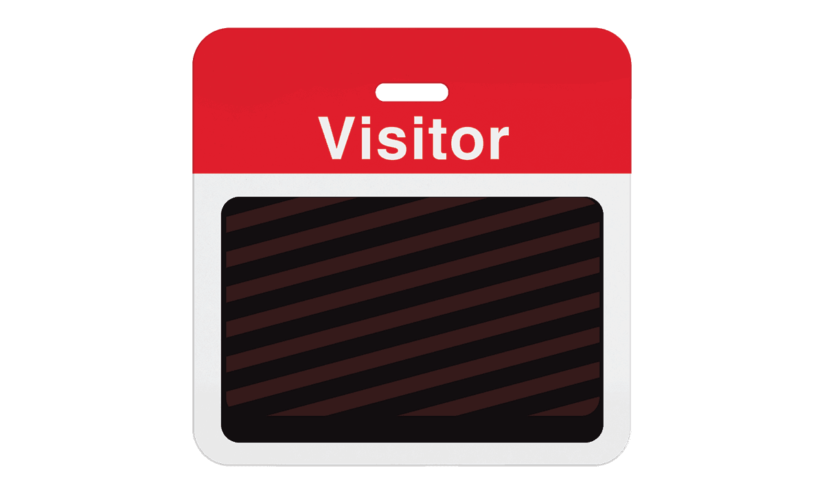 Identificaciones TEMPbadges de 2 piezas con clip - Parte Trasera con parte superior roja preimpresa