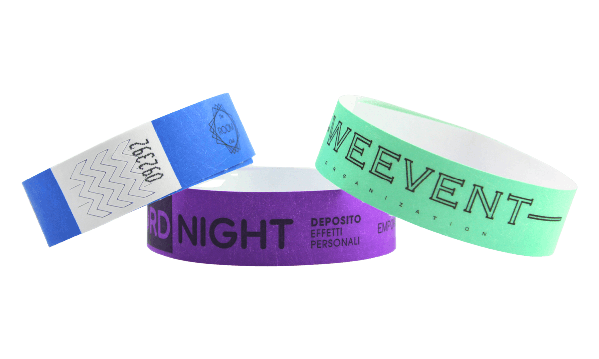 Pulseras de Tyvek 19 mm con impresión de color negro