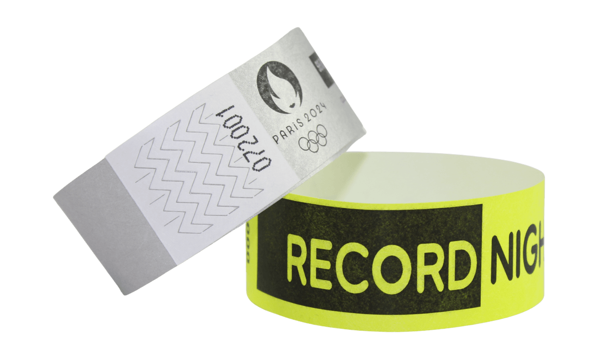 Pulseras de Tyvek 25 mm con impresión de color negro