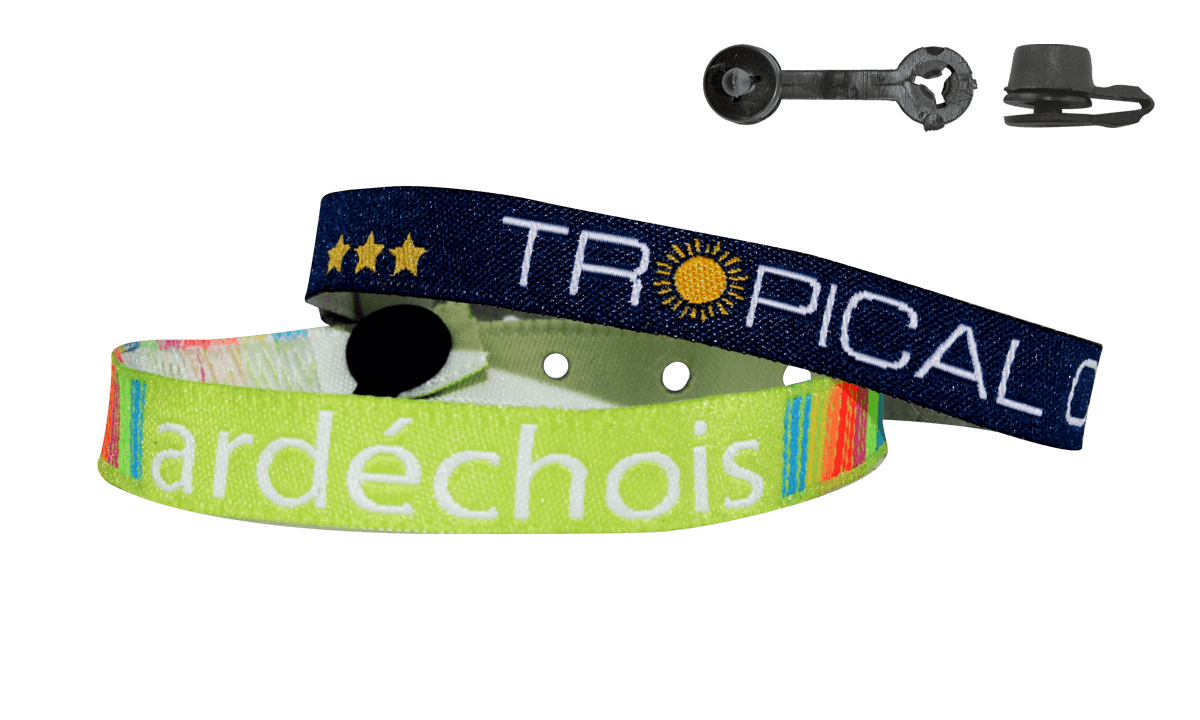 Pulseras de tela bordada 10mm "especiales para campings" con un cierre Nice