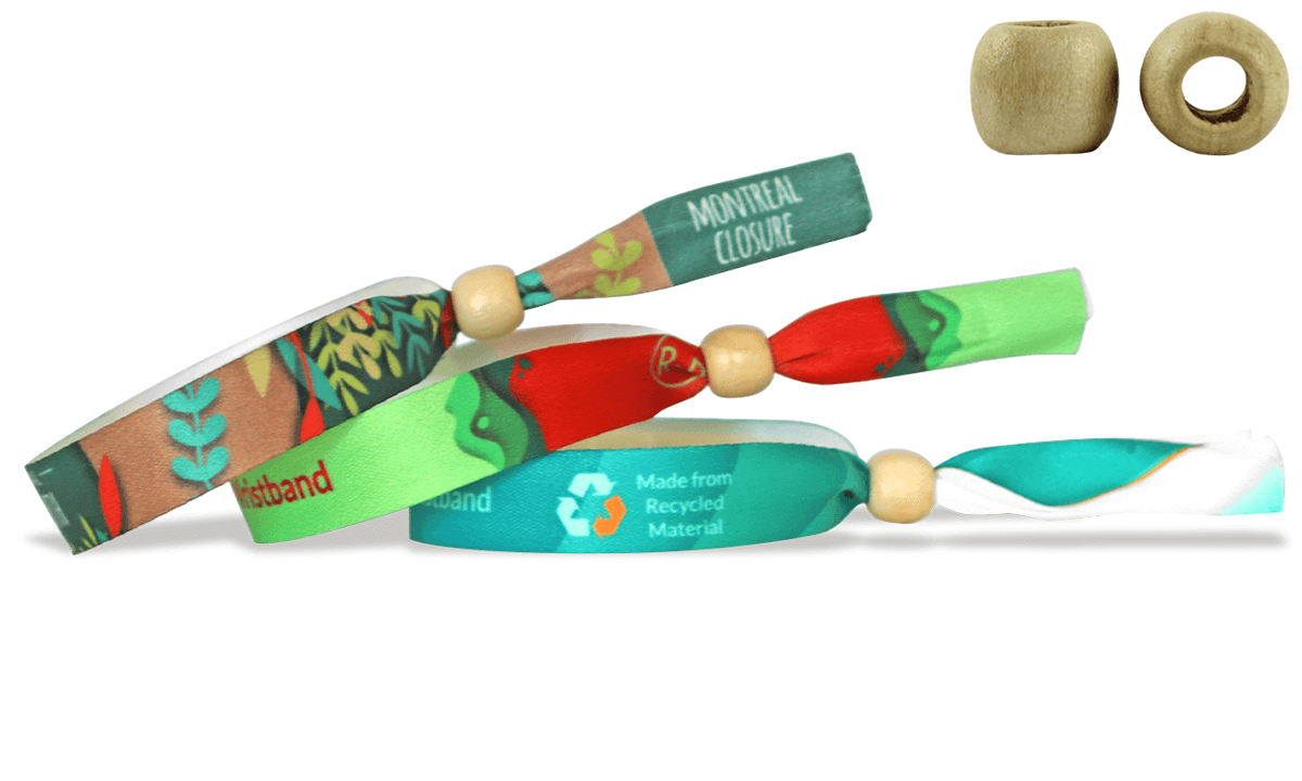 Pulseras de satén RECICLADO con cierre de madera reutilizable (Montreal)