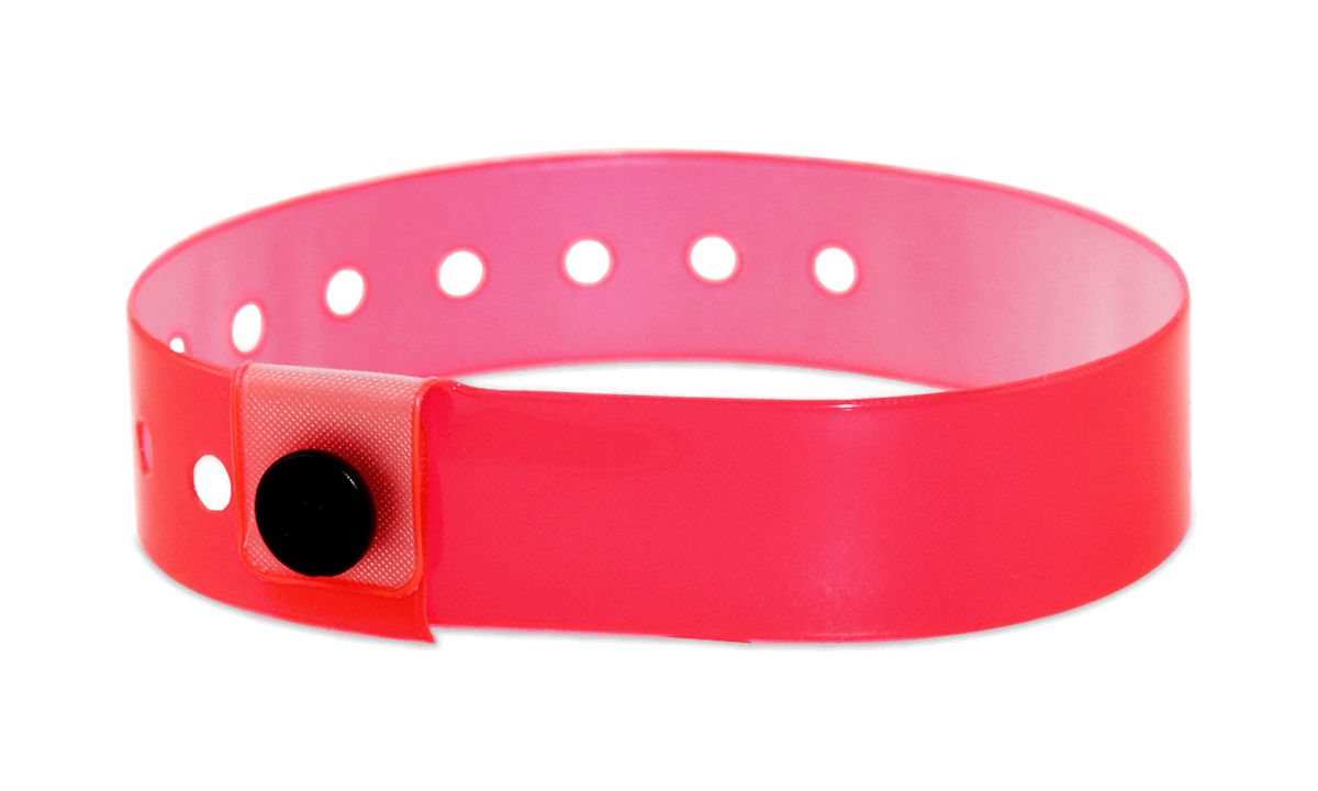 Pulseras de vinilo traslúcido, 19 mm, sin impresión, Strawberry Red
