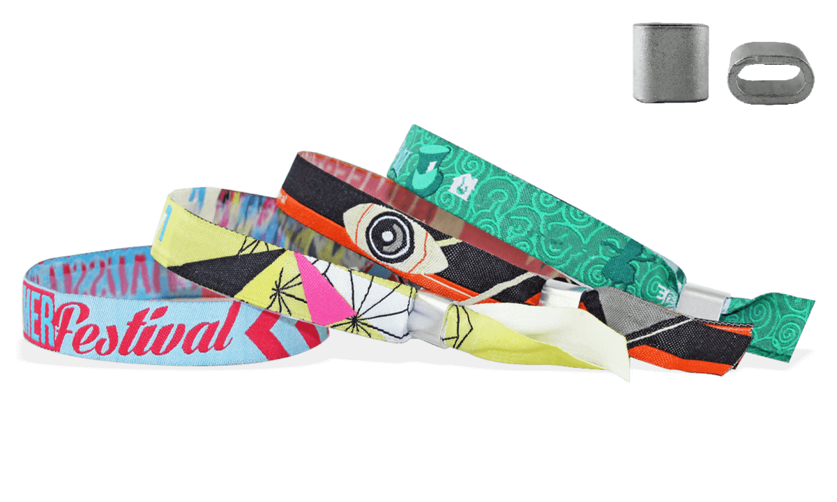 Pulseras de tela bordada "Honolulu" con un cierre deslizable de metal llano