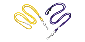 Lanyards redondos de 3 mm con mosquetón giratorio metálico y cierre de seguridad
