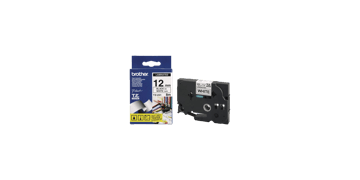 Cintas Brother P-touch, 12 mm, Negro sobre cinta blanca