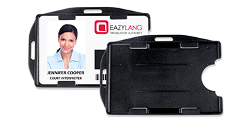 Porta acreditaciones multidireccionales rígidos de cara abierta para dos tarjetas