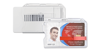 Porta acreditación rígido horizontal (de una tarjeta) con pestaña deslizante - Premium