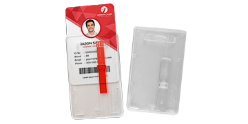 Porta acreditación vertical para una tarjeta con pestaña deslizante - Premium