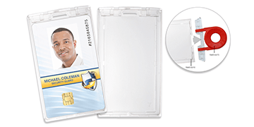 Porta tarjeta de proximidad vertical con bloqueo de llave para dos tarjeta
