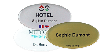Identificadores Impress Premium, 75 x 38 mm - Oval