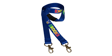 Lanyards True Color personalizados de poliéster estriado 25 mm con doble fijación - Impresión a todo color
