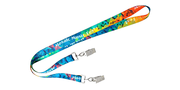 Lanyards personalizados de poliéster satinado 20 mm con doble fijación - Impresión a todo color