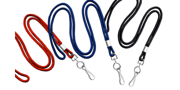 Lanyards redondos de 3 mm con mosquetón giratorio metálico