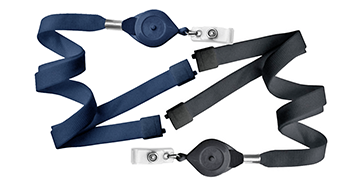 Lanyards planos de 15 mm con cierre de seguridad y broche yoyó con botón de bloqueo rápido