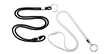 Lanyards redondos de 3 mm con anilla metálica y cierre de seguridad