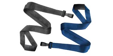 Lanyards de poliéster reciclado 10 mm con cierre de seguridad y mosquetón ancho de plástico no giratorio