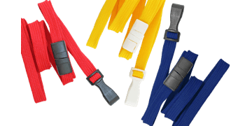 Lanyard trenzado de 10 mm con cierre de seguridad y mosquetón ancho de plástico no giratorio