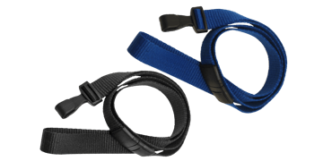 Lanyards planos de 15 mm con cierre de seguridad y mosquetón ancho de plástico no giratorio