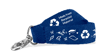 Lanyards personalizados de poliéster estriado reciclado 20 mm - 1 color de impresión