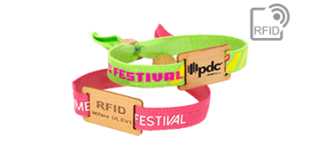 Pulseras RFID ecológicas de tela con deslizador de madera