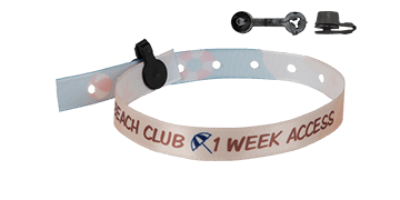 Pulseras de tela satinada 10mm "especiales para campings" con un cierre Nice