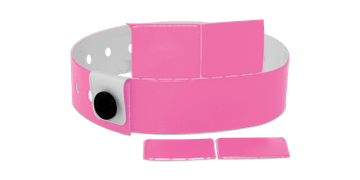 Pulseras de vinilo 19 mm con 4 lengüetas, day glow pink