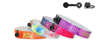Pulseras de tela satinada "Nice" con un cierre a presión de plástico redondo