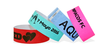 Pulseras de Tyvek 25 mm con impresión de color negro