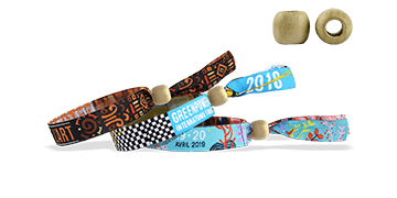 Pulseras de tela bordada "Montreal" con un cierre de madera reutilizable