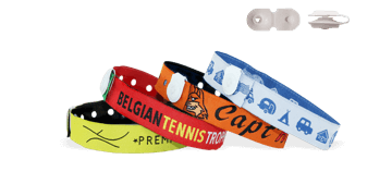 Pulseras de tela bordada "St Tropez" con un cierre a presión de vinilo