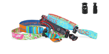 Pulseras de tela bordada "Venice" con un cierre cilindro de plástico deslizante reutilizable