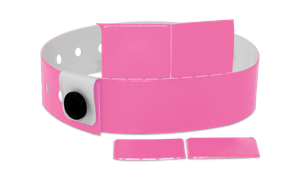 Pulseras de vinilo 19 mm con 4 lengüetas, day glow pink